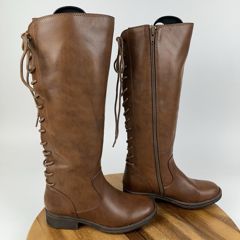 New Womens Eurosoft Sofft Sally Brown Faux Leather Tall Riding Boots Size 6 M